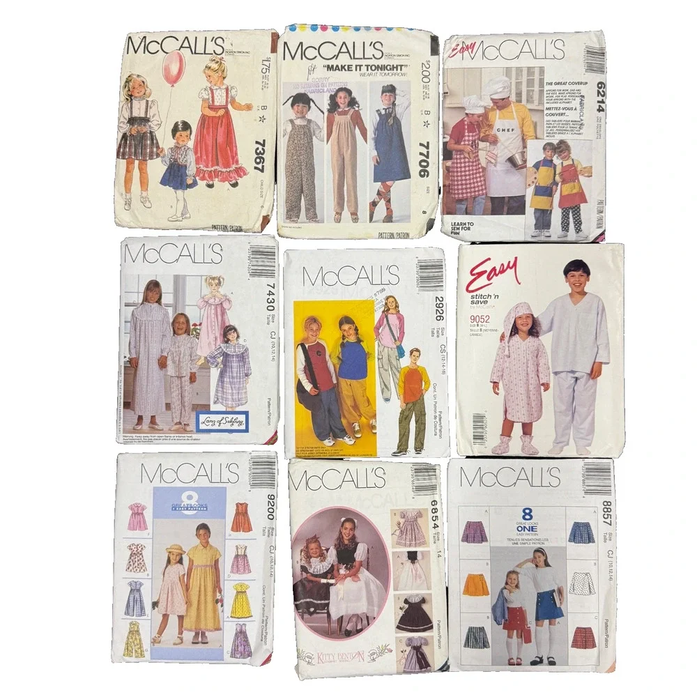 Vintage Collection of 9 McCall's Children's Sewing Patterns
